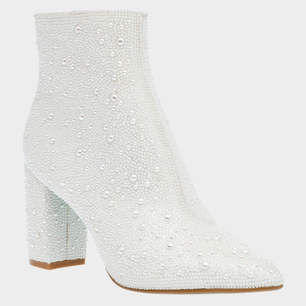 Betsey Johnson Pearl-Embellished Ankle Boots